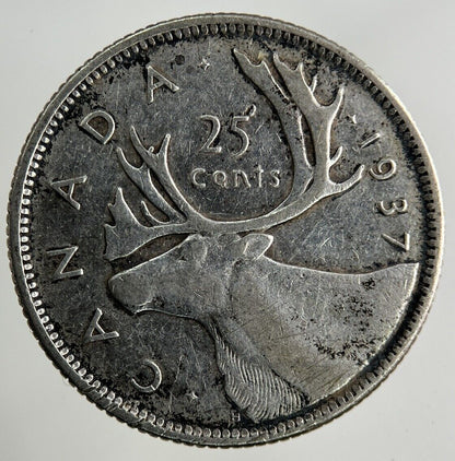 1937 Canada 25 Cents Silver Coin | Fine Collectable Grade
