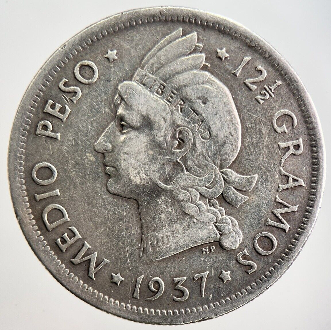 1937 Dominican 1 1/2 Peso Silver Coin (ex Mount) | Collectable Grade | a3193
