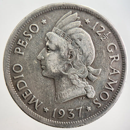 1937 Dominican 1 1/2 Peso Silver Coin (ex Mount) | Collectable Grade | a3193