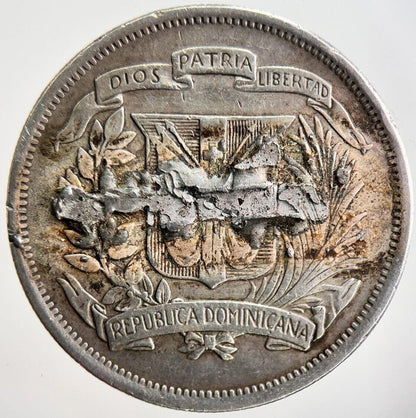 1937 Dominican 1 1/2 Peso Silver Coin (ex Mount) | Collectable Grade | a3193