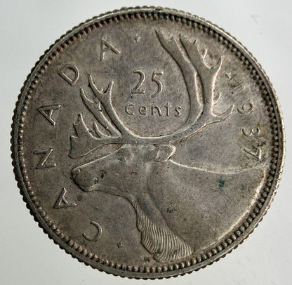 1937 Canada 25 Cents Silver Coin | Very High Grade