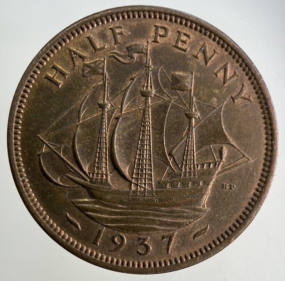 1937 George VI Half-Penny Coin | Very Fine Grade