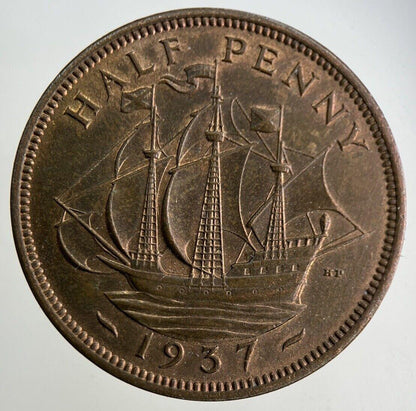 1937 George VI Half-Penny Coin | Very Fine Grade
