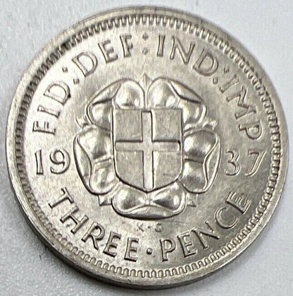 1937 George VI Threepence Silver Coin | Very Fine Grade | a713