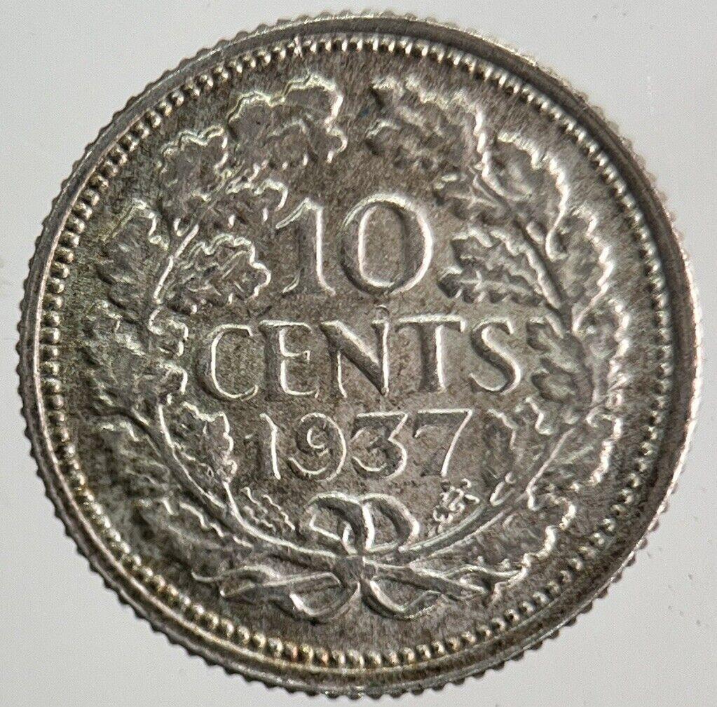 1937 Netherlands 10 Cents Silver Coin | Fine Collectable Grade | a6289