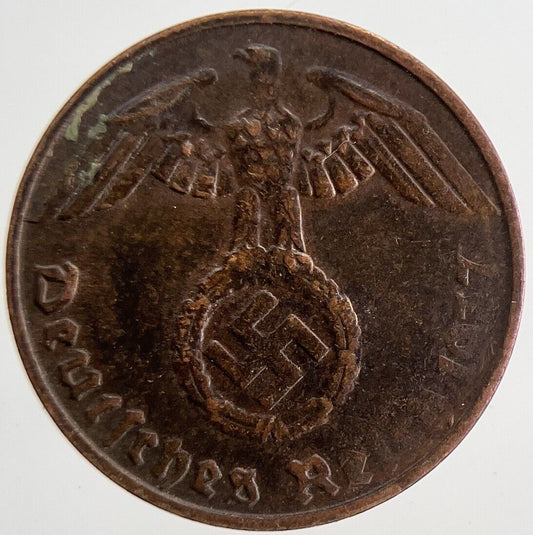 1937 Germany Nazi 1 Pfennig Coin | Fine Collectable Grade