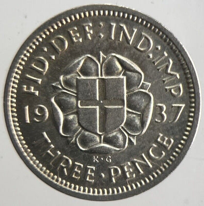 1937 George VI Threepence Silver Coin | Very High Grade | a4272