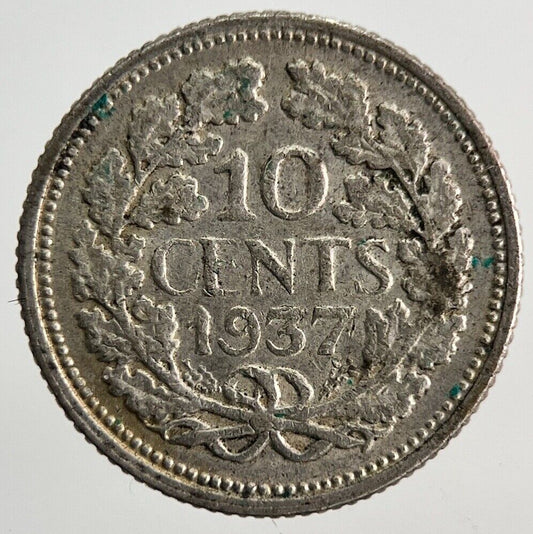 1937 Netherlands 10 Cents Silver Coin | Fine Collectable Grade