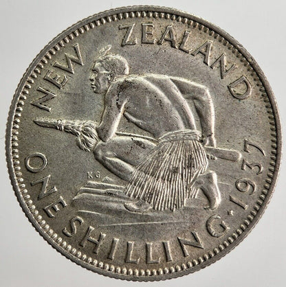 1937 New Zealand One Shilling Silver Coin | Very High Grade | a8400