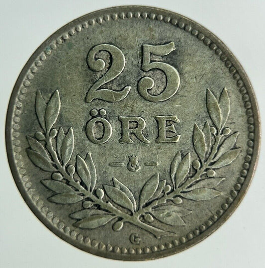 1937 Sweden 25 Ore Silver Coin | Fine Collectable Grade