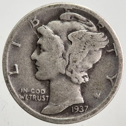 1937 US USA Mercury Dime Silver Coin | Collectable Grade | a7822