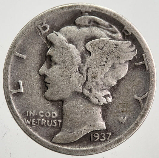 1937 US USA Mercury Dime Silver Coin | Collectable Grade | a7822