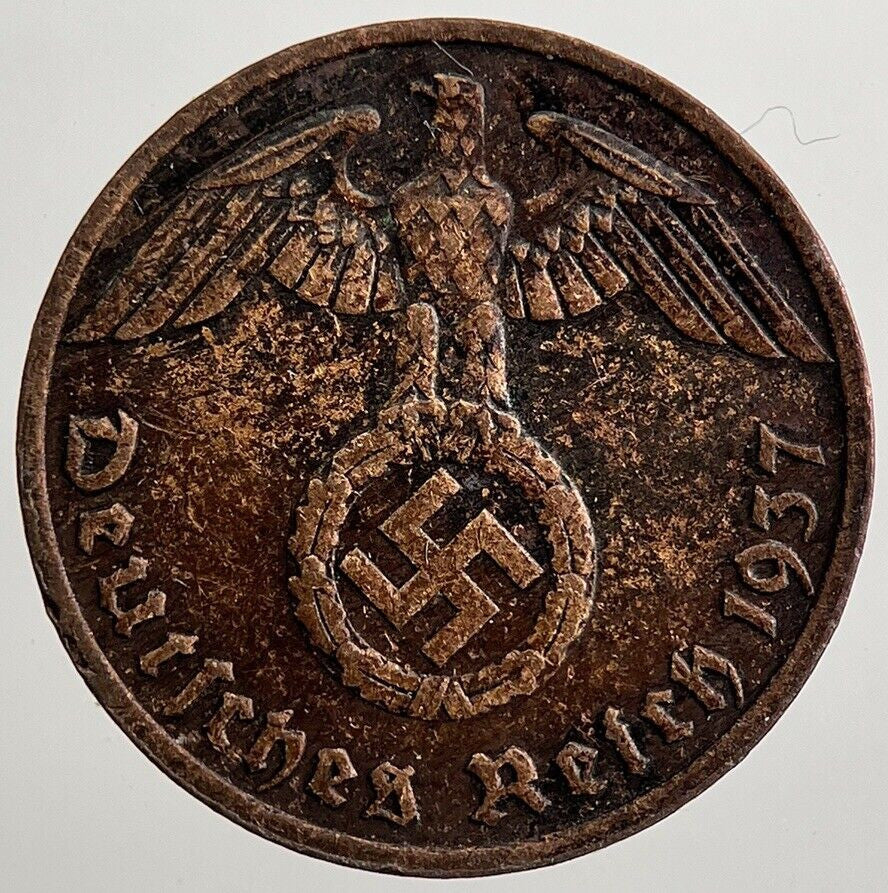 1937-F Germany Nazi 1 Pfennig Coin | Very High Grade | a2574