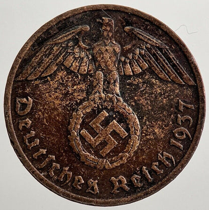 1937-F Germany Nazi 1 Pfennig Coin | Very High Grade | a2574