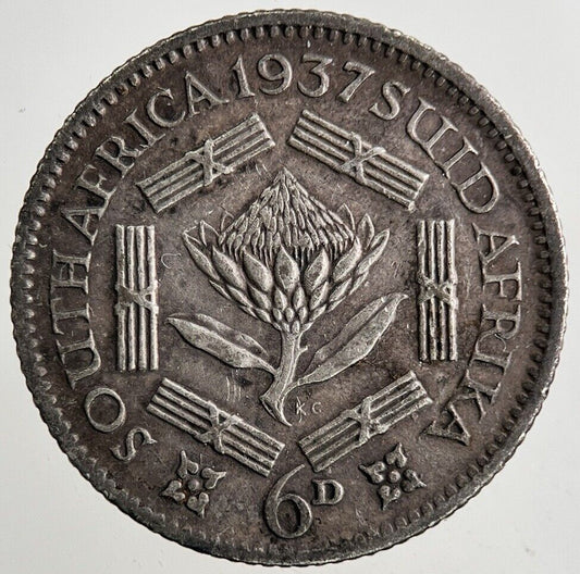 1937 South Africa Sixpence Silver Coin | Fine Collectable Grade