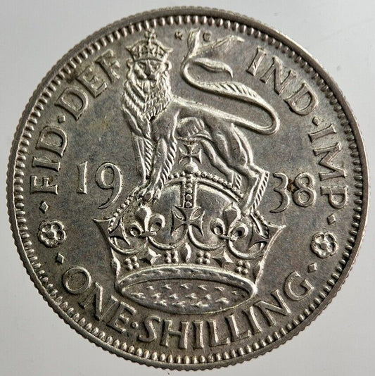1938 George VI British One Shilling Silver Coin | Very High Grade | a8257