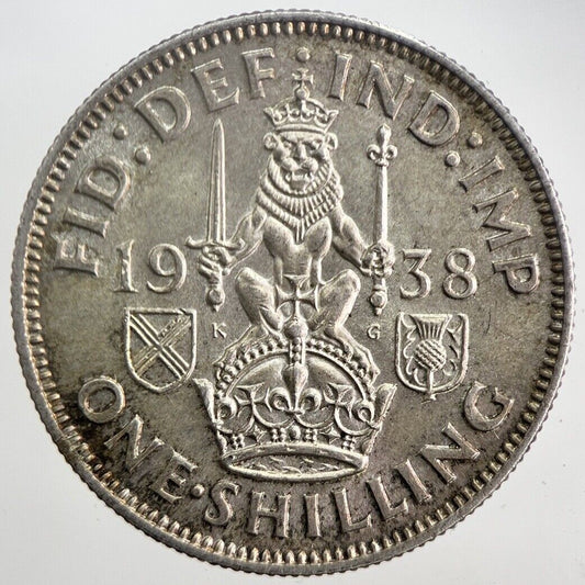 1938 George VI British One Shilling Silver Coin | Very Fine Grade | a5845