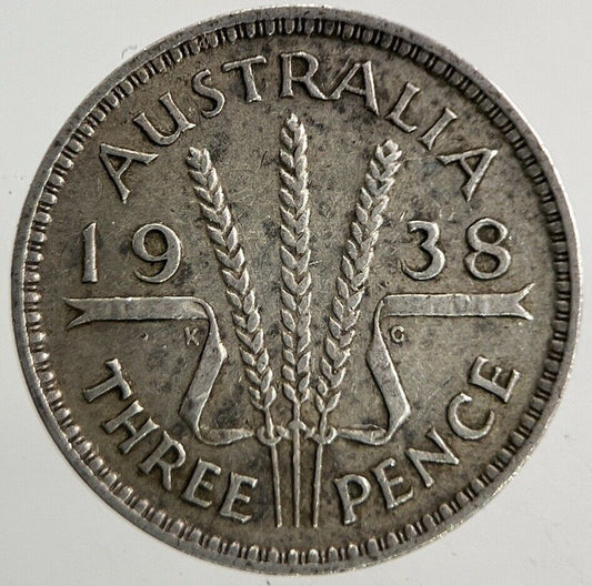 1938 Australia Threepence Silver Coin | Fine Collectable Grade