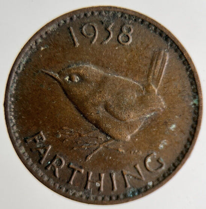 1938 George VI Wren Farthing Coin | Fine Collectable Grade