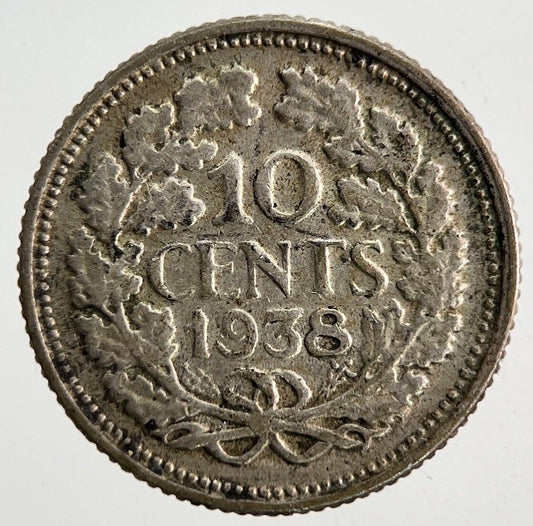 1938 Netherlands 10 Cents Silver Coin | Fine Collectable Grade