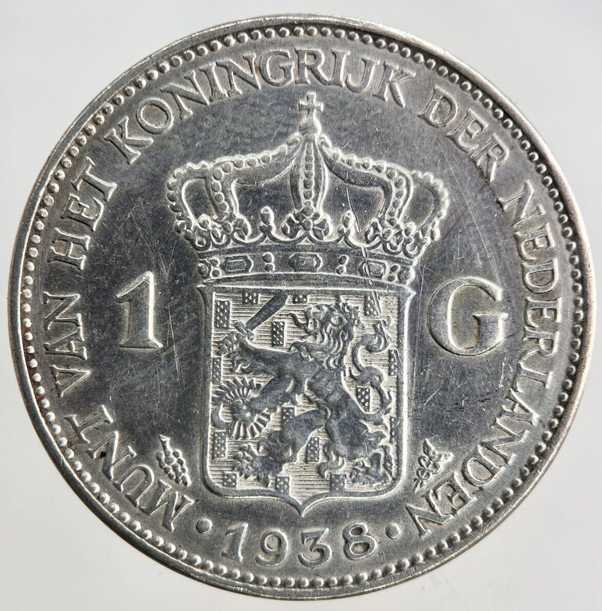 1938 Netherlands 1 Gulden Silver Coin | Very High Grade