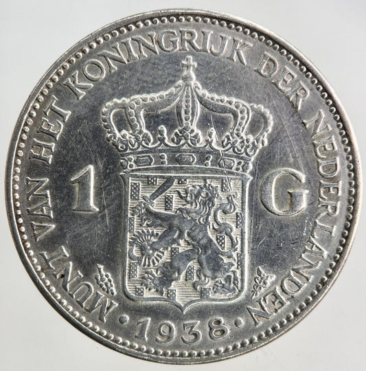 1938 Netherlands 1 Gulden Silver Coin | Very High Grade