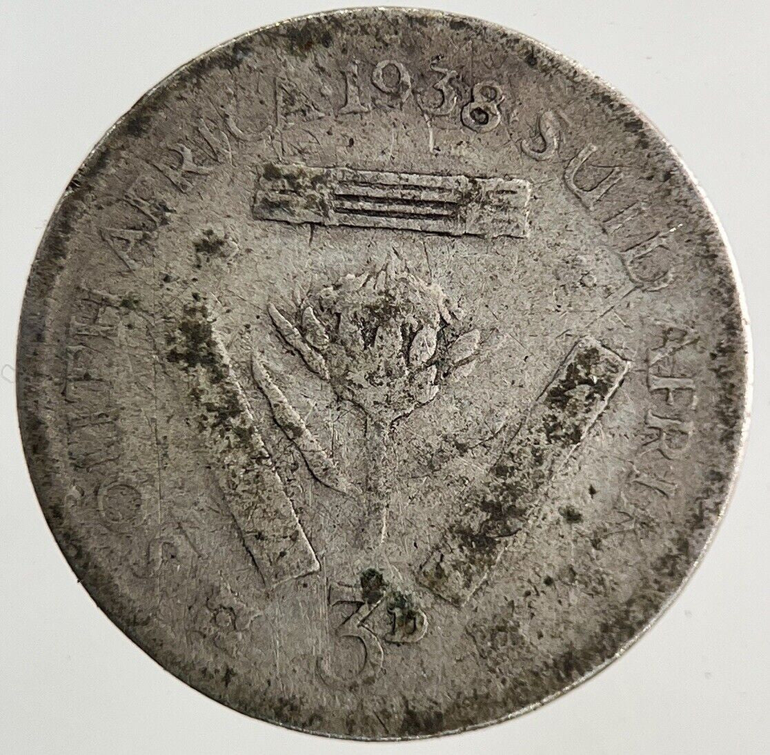 1938 South Africa Threepence Silver Coin | Fair Grade