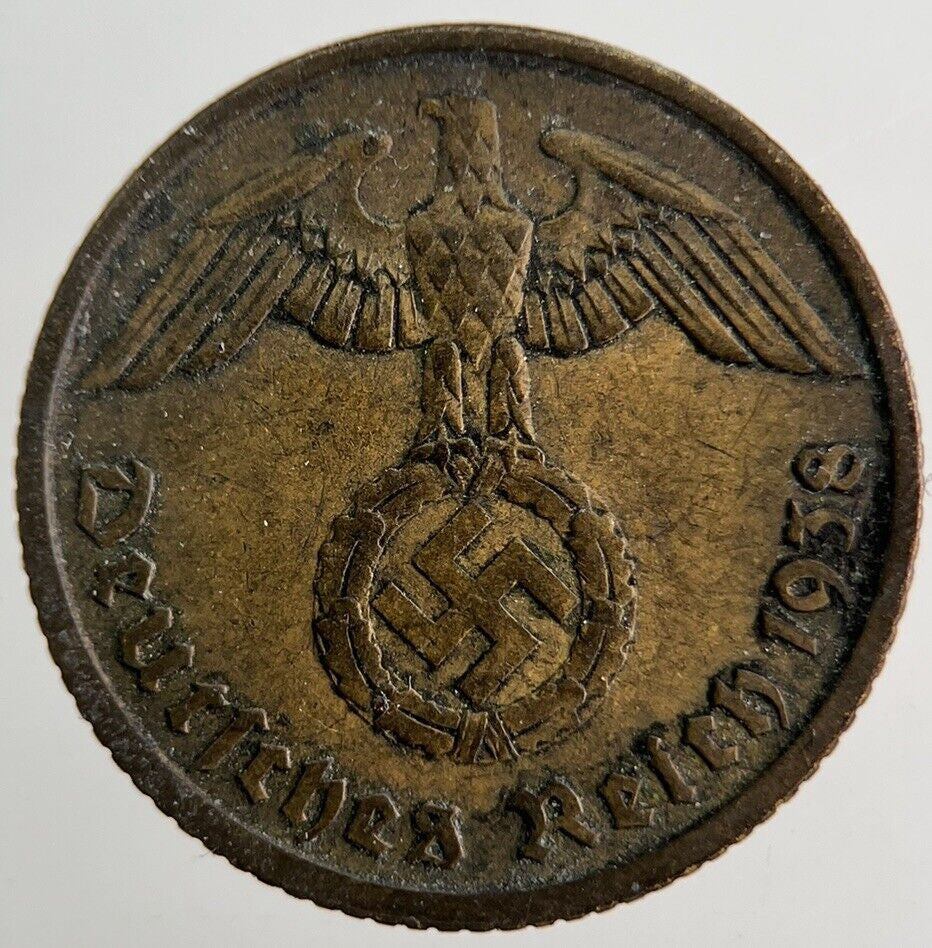 1938-F Germany Nazi 10 Pfennig Coin | Fine Collectable Grade | a4513