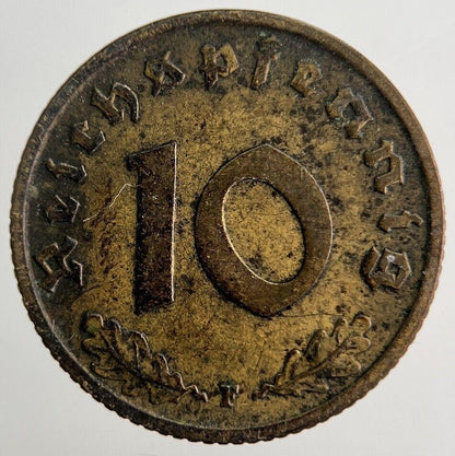 1938-F Germany Nazi 10 Pfennig Coin | Fine Collectable Grade | a4513