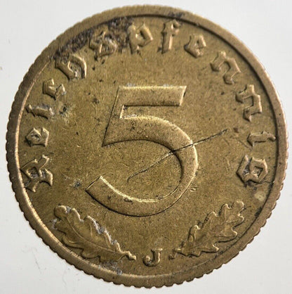 1938-J Germany Nazi 5 Pfennig Coin | Very High Grade | a7789