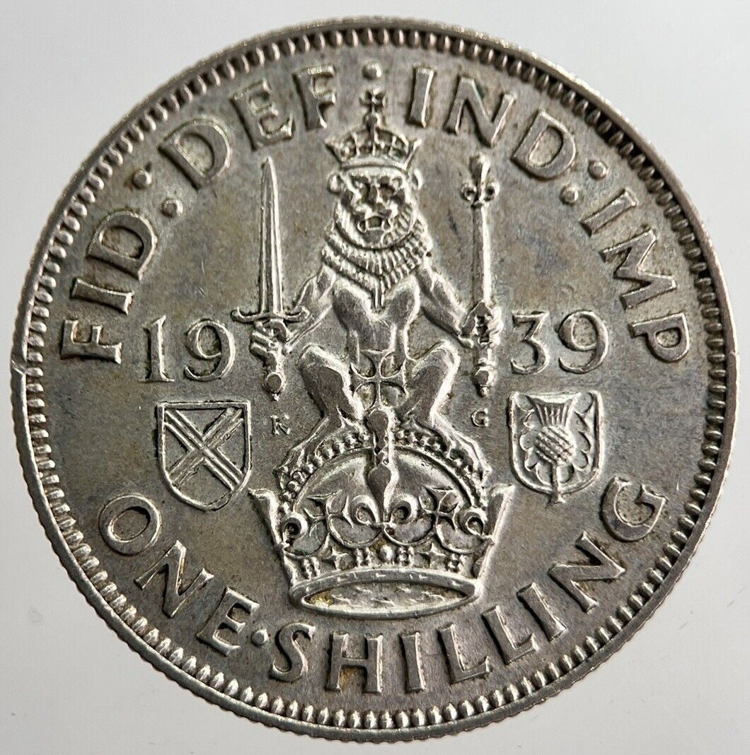 1939 George VI British One Shilling Silver Coin | Very High Grade | a8254