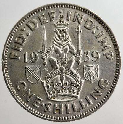 1939 George VI British One Shilling Silver Coin | Very High Grade | a8254
