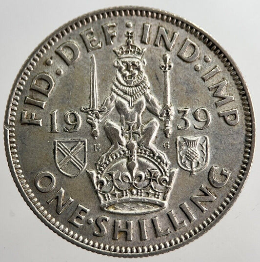 1939 George VI British One Shilling Silver Coin | Very High Grade | a8254