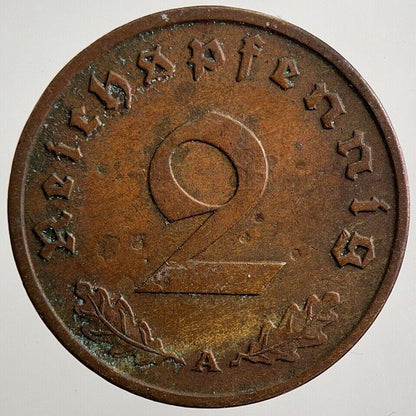 1938-A Germany Nazi 2 Pfennig Coin | Fine Collectable Grade | a2578