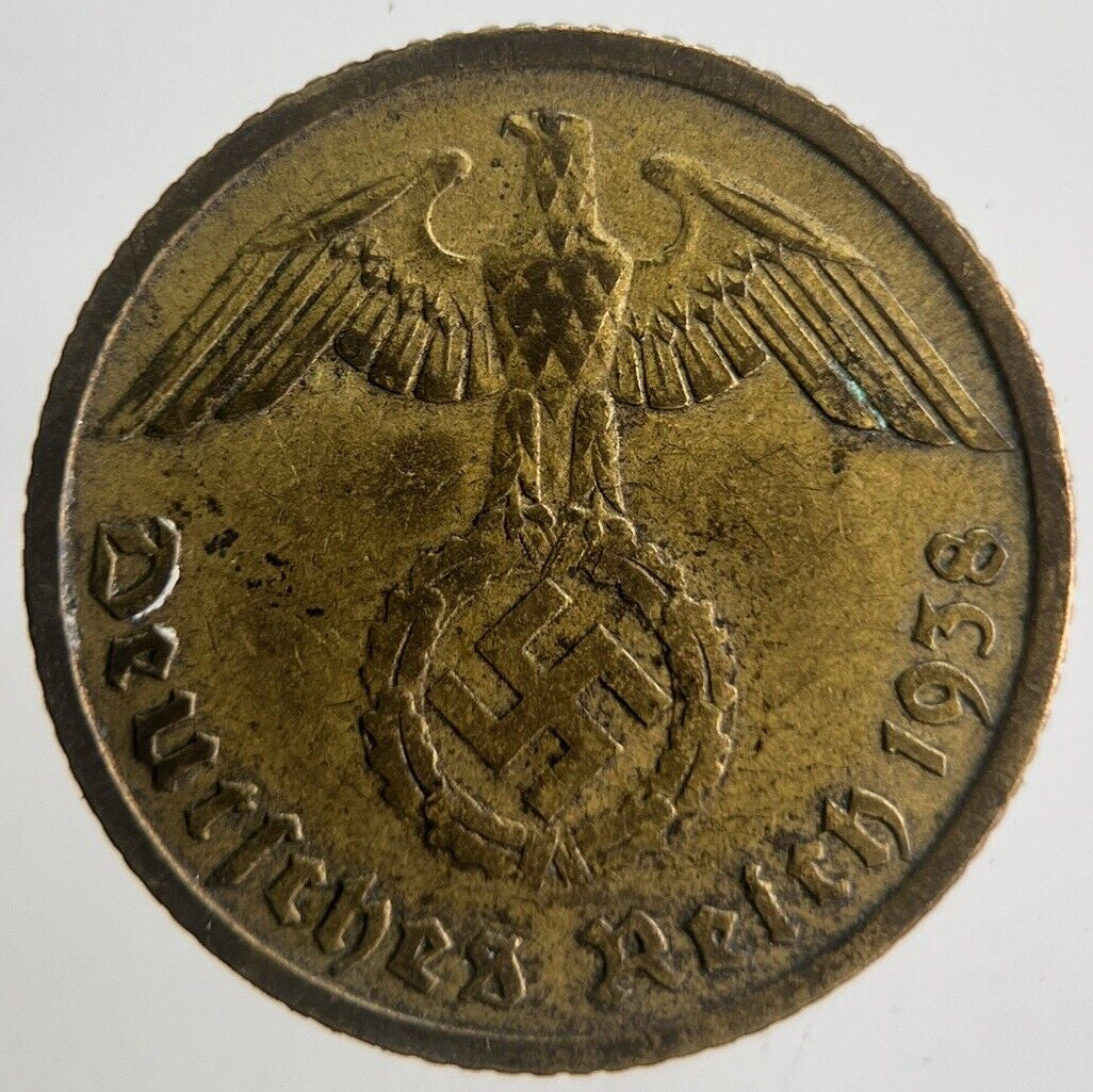 1938-J Germany Nazi 10 Pfennig Coin | Fine Collectable Grade | a4542