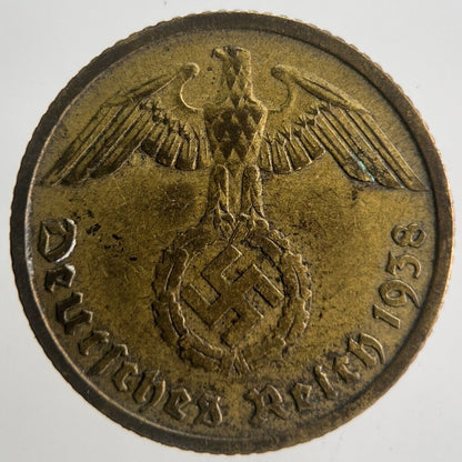 1938-J Germany Nazi 10 Pfennig Coin | Fine Collectable Grade | a4542
