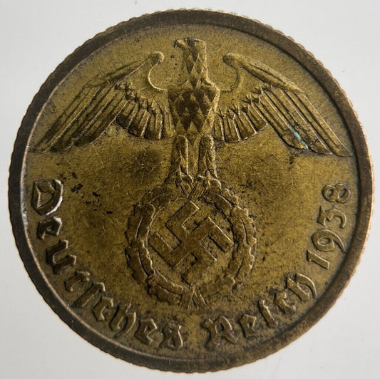 1938-J Germany Nazi 10 Pfennig Coin | Fine Collectable Grade | a4542