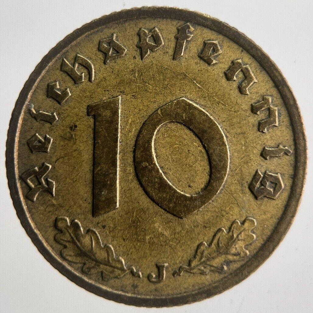 1938-J Germany Nazi 10 Pfennig Coin | Fine Collectable Grade | a4542
