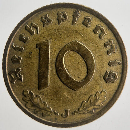 1938-J Germany Nazi 10 Pfennig Coin | Fine Collectable Grade | a4542