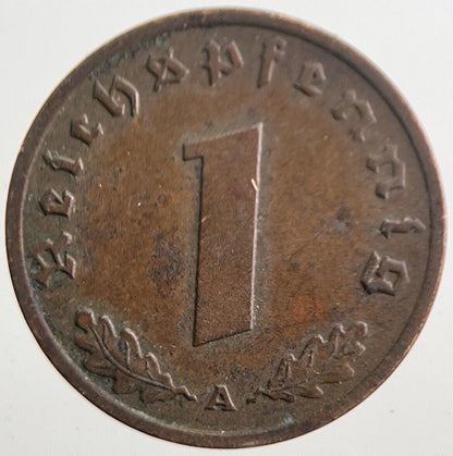 1938-A Germany Nazi 1 Pfennig Coin | Very High Grade | a7787