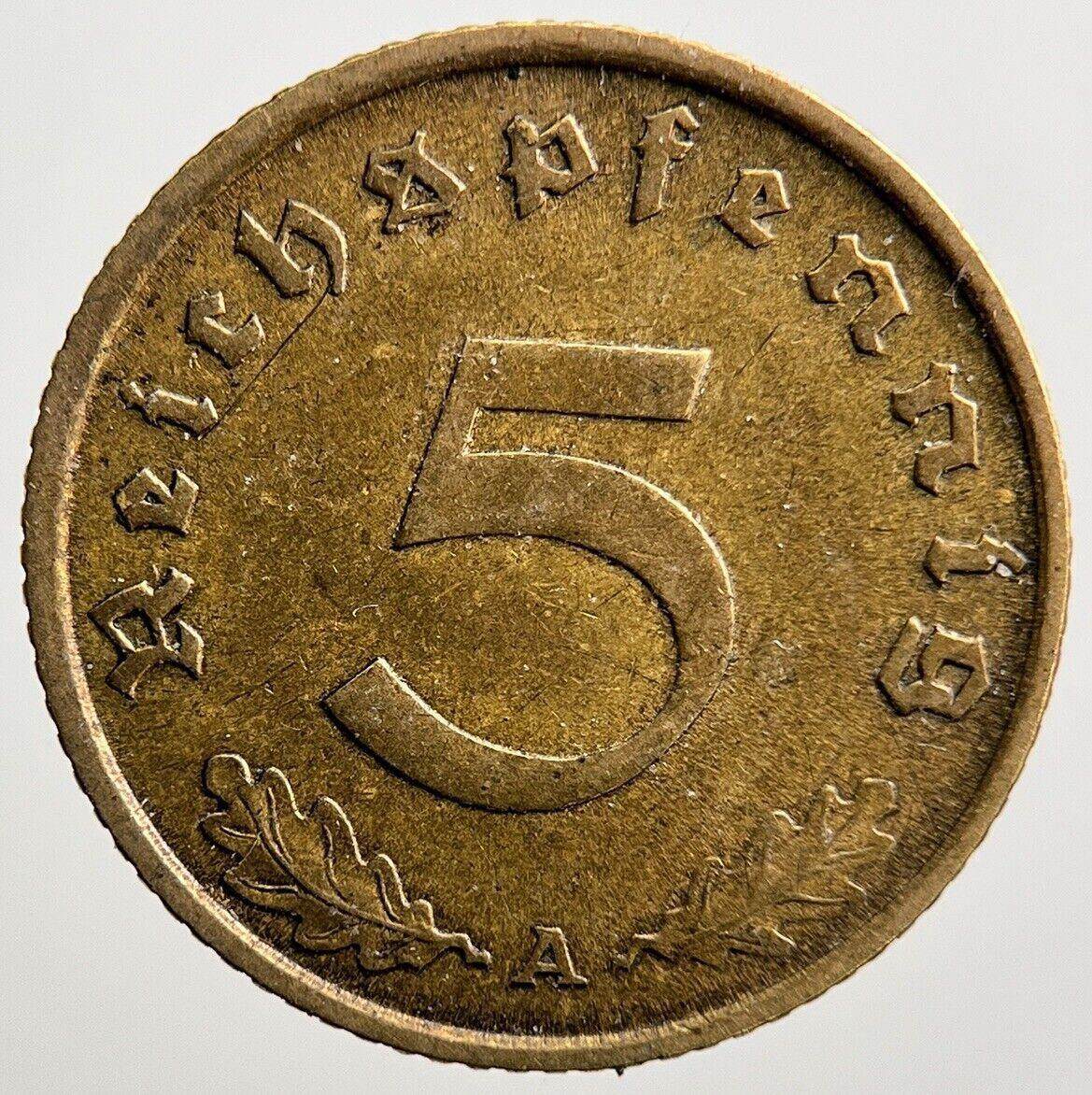 1938-A Germany Nazi 5 Pfennig Coin | Very High Grade | a1271