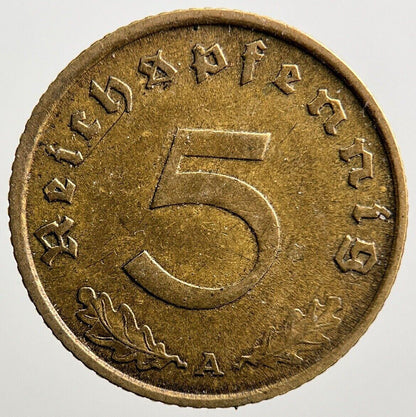 1938-A Germany Nazi 5 Pfennig Coin | Very High Grade | a1271