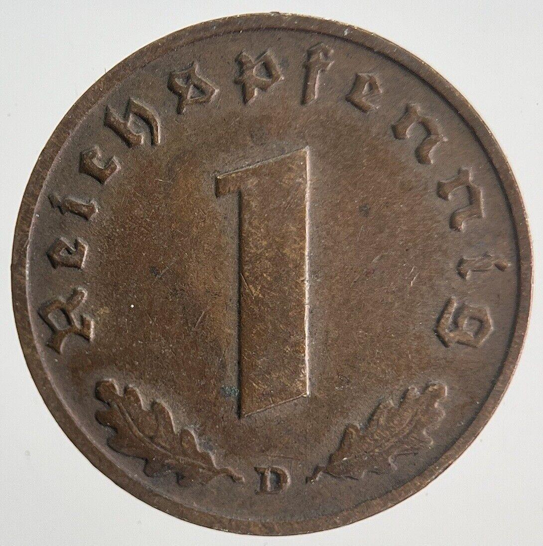 1938-D Germany Nazi 1 Pfennig Coin | Fine Collectable Grade | a1898