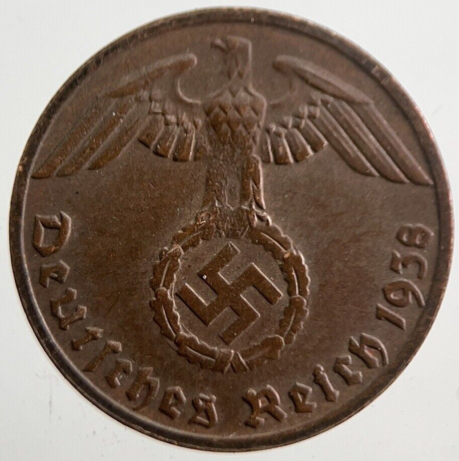 1938-A Germany Nazi 1 Pfennig Coin | Very High Grade | a7788