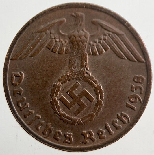 1938-A Germany Nazi 1 Pfennig Coin | Very High Grade | a7788