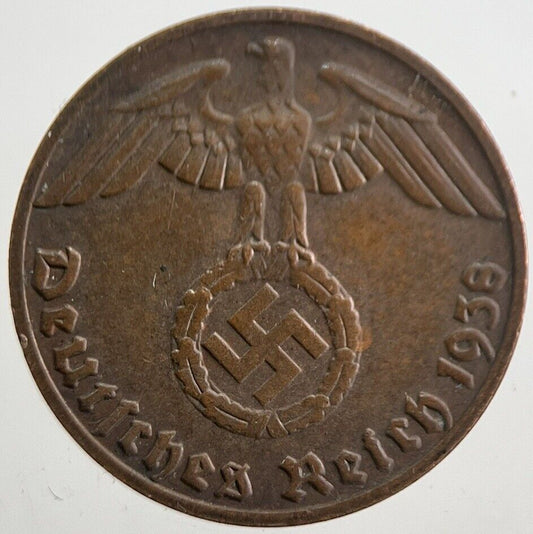 1938-E Germany Nazi 1 Pfennig Coin | Very High Grade | a7786