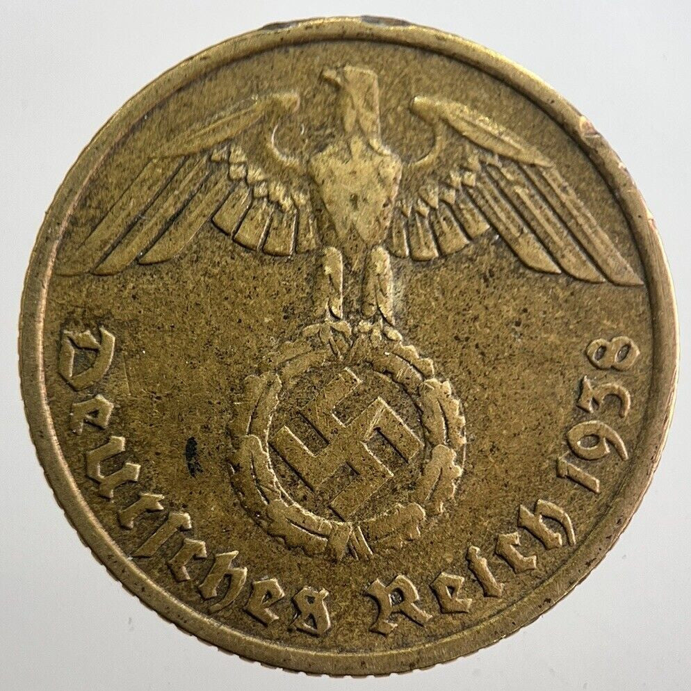 1938-E Germany Nazi 10 Pfennig Coin | Fine Collectable Grade | a7873