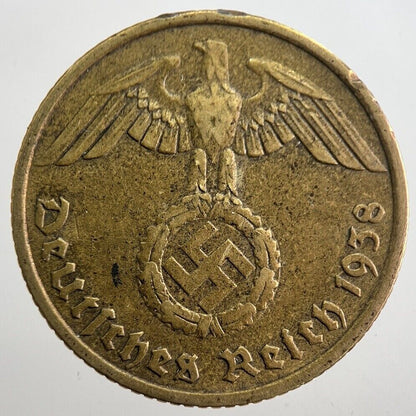 1938-E Germany Nazi 10 Pfennig Coin | Fine Collectable Grade | a7873