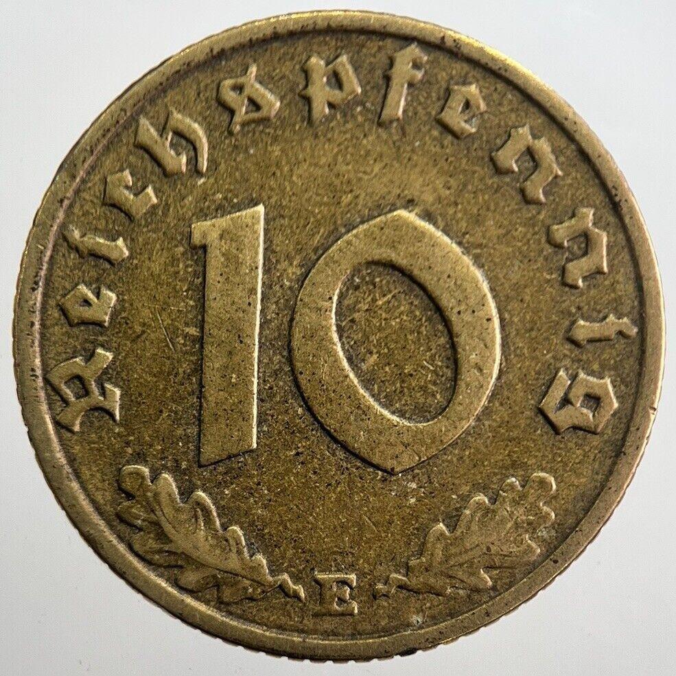 1938-E Germany Nazi 10 Pfennig Coin | Fine Collectable Grade | a7873