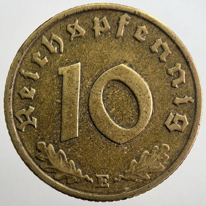 1938-E Germany Nazi 10 Pfennig Coin | Fine Collectable Grade | a7873